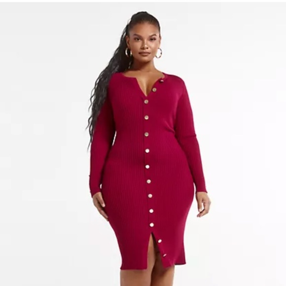Fashion to Figure Dresses & Skirts - Devyn Button-Down Sweater Dress